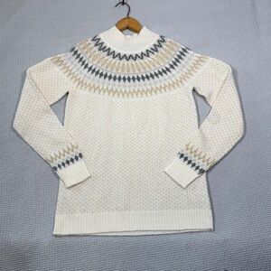 XL Eddie Bauer Fair Isle Sweater Mock Neck Nordic Cozy, Layer Ready Casual